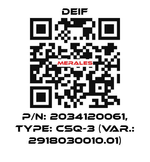 P/N: 2034120061, Type: CSQ-3 (Var.: 2918030010.01) Deif
