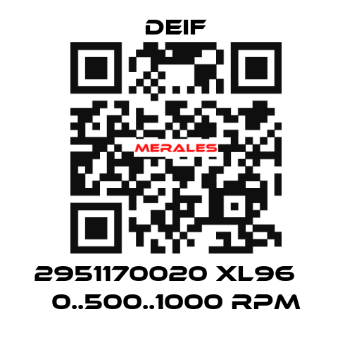 2951170020 XL96    0..500..1000 RPM Deif