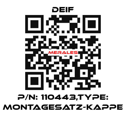 P/N: 110443,Type: MONTAGESATZ-KAPPE Deif
