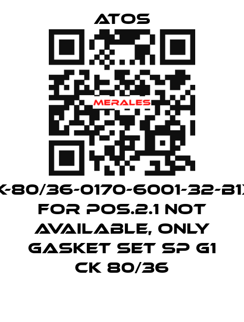 CK-80/36-0170-6001-32-B1X1 for Pos.2.1 not available, only gasket set SP G1 CK 80/36 Atos