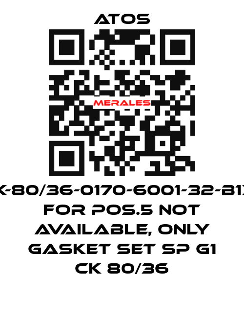CK-80/36-0170-6001-32-B1X1 for Pos.5 not available, only gasket set SP G1 CK 80/36 Atos