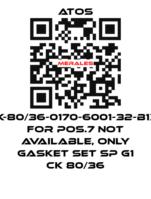 CK-80/36-0170-6001-32-B1X1 for Pos.7 not available, only gasket set SP G1 CK 80/36 Atos