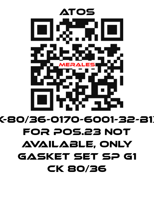 CK-80/36-0170-6001-32-B1X1 for Pos.23 not available, only gasket set SP G1 CK 80/36 Atos