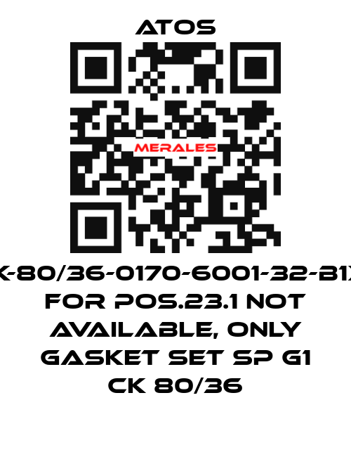 CK-80/36-0170-6001-32-B1X1 for Pos.23.1 not available, only gasket set SP G1 CK 80/36 Atos