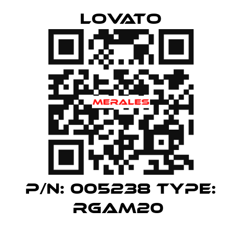 P/N: 005238 Type: RGAM20  Lovato