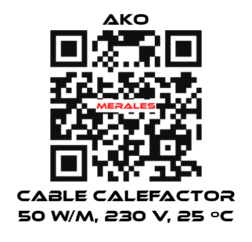 Cable calefactor 50 W/m, 230 V, 25 ºC AKO