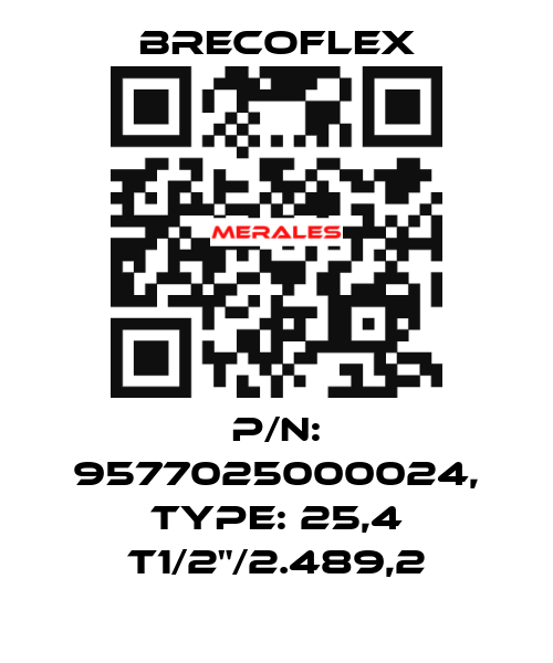 P/N: 9577025000024, Type: 25,4 T1/2"/2.489,2 Brecoflex