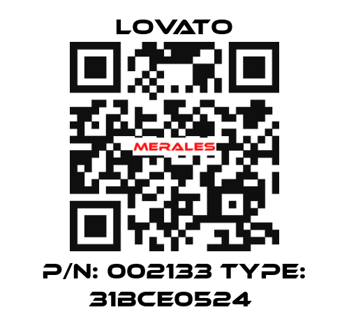 P/N: 002133 Type: 31BCE0524  Lovato