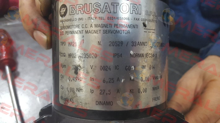 COD:MP02 14235020  NO: 20529/33   obsolete, replace by MPT40 24 3000 9/56-B14  Brusatori