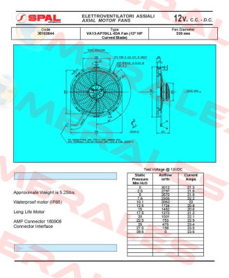 VA13-AP70/LL-63A D330 12V SPAL
