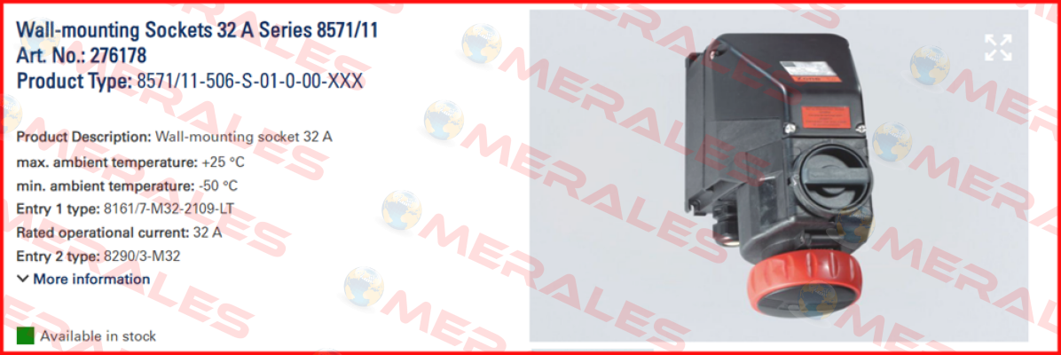 Artl. No.: 276178 Type: 8571/11-506-S-01-0-00-XXX Stahl
