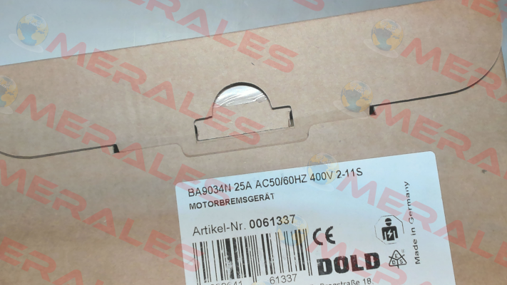 P/N: 0061337, Type: BA9034N 25A AC50/60HZ 400V 2-11S Dold
