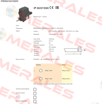PFB9067A0103009 Ter Tecno Elettrica Ravasi
