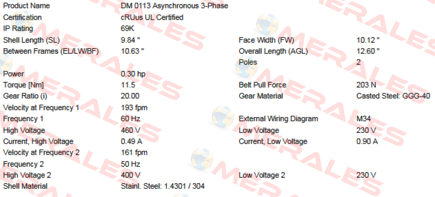 MI-DM0113 DM1133-AAC03E0U8FDJ-257mm Interroll