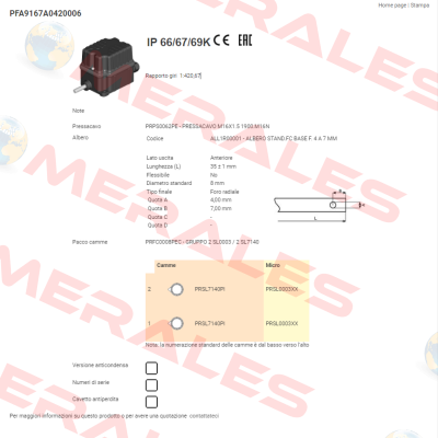 PFA9167A0420006 Ter Tecno Elettrica Ravasi