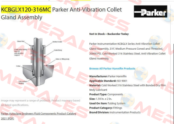 KCBGLX120-316MC Parker