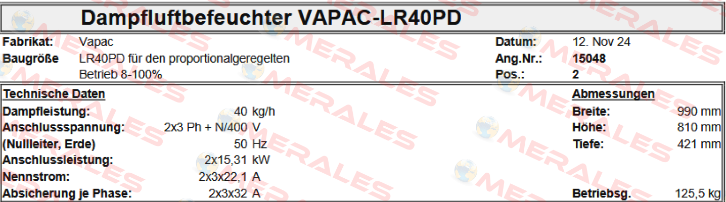 JLR40PD S Vapac