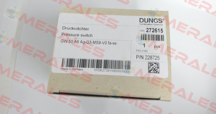 P/N: 272615, Type: GW 50 A6 Ag-G3-MS9-V0 fa-se 1P Dungs
