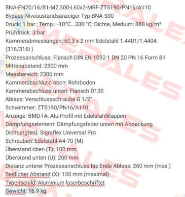 BNA-EN20/16/B1-M2,300-L60x2-MRF-ZTS190/PN16/A110 Ksr Kuebler