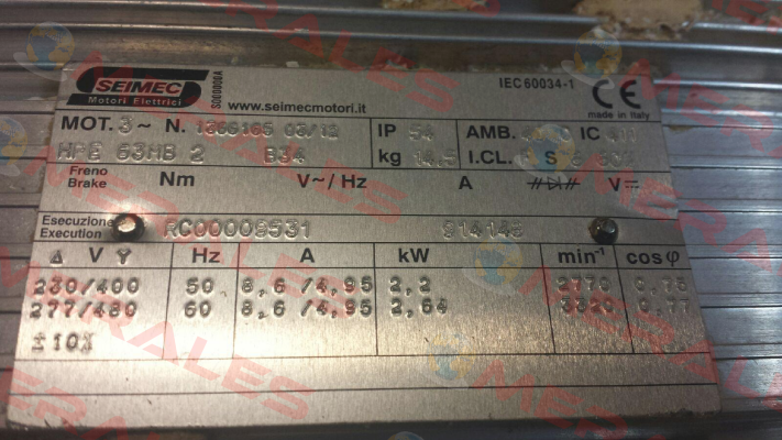 HPE63MB 2 B34  , Nr: 1366165  OEM Seimec (Rossi)