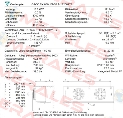 GACC RX 050.1/2-70.A-1820877P  Guntner