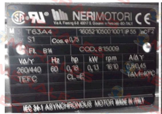 MR63A4 B14 265/460/60 Neri Motori