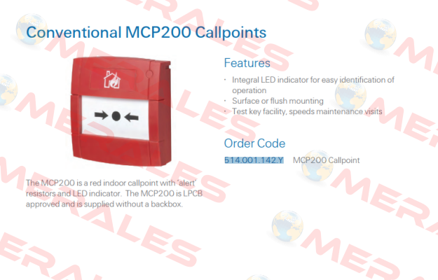 p/n: 514.001.142.Y , type MCP200  Tyco Fire