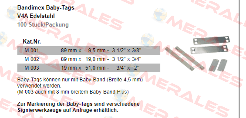 Bandimex Baby-Tags (V4A, 89 x 19mm)  Bandimex