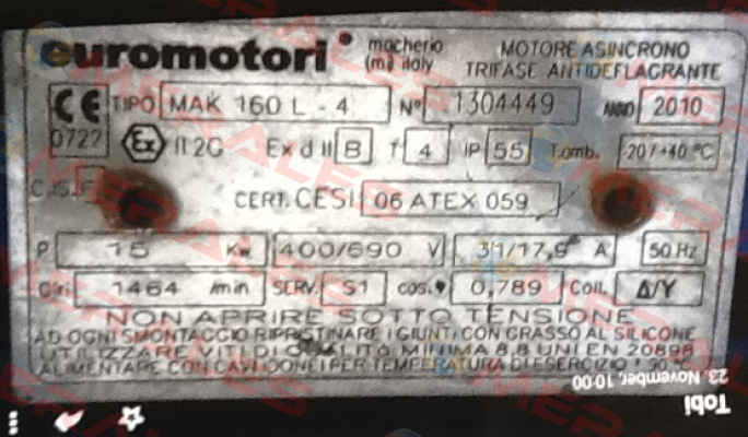 fan cover for motor type MAK 160 L   Euromotori