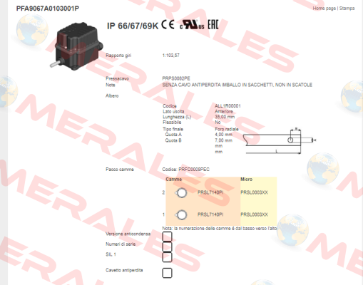 PFA9067A0103001P Ter Tecno Elettrica Ravasi