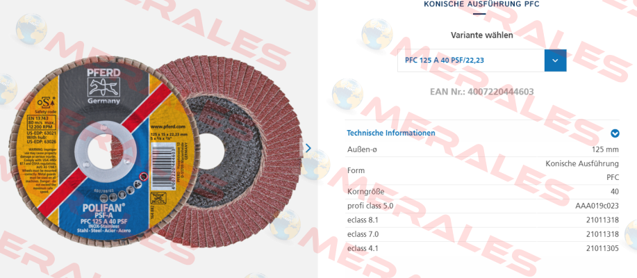 PFC 125 A 40 PSF  (Mat.Nr.67744125) (1 Pack = 10 pcs.)   Pferd