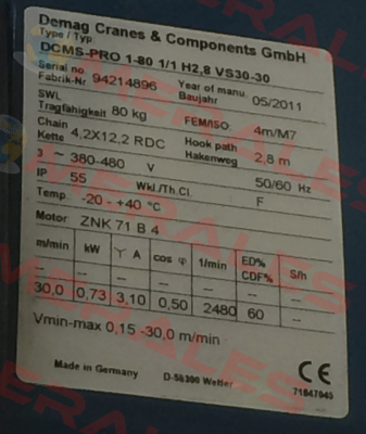 DCS-Pro 5-500 1/1 H5 VS8-15  Demag