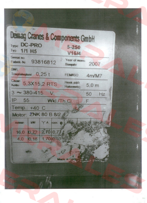 Typ DC-Pro 5-250 1/1 H5V16/4 380-415/50 Demag