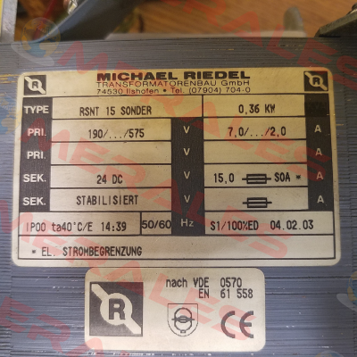 Riedler Art. Nr. 0220/00000001   Michael Riedel Transformatorenbau