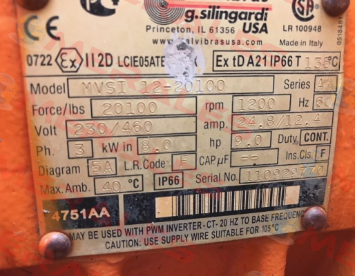 (US REFERENCE NUMBER) - MVSI 12-20100- (MVSI 10/10000-S02) EU- REFERENCE NUMBER   Italvibras