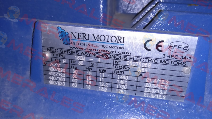 MR 160L KW 15 4P B3 400/690 50HZ IE1 Neri Motori