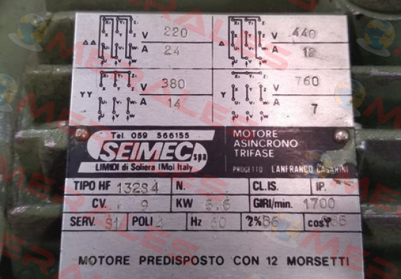 HF 132S 4 obsolete,replaced by HB3 132S 4 220.440-60 B5  Seimec (Rossi)
