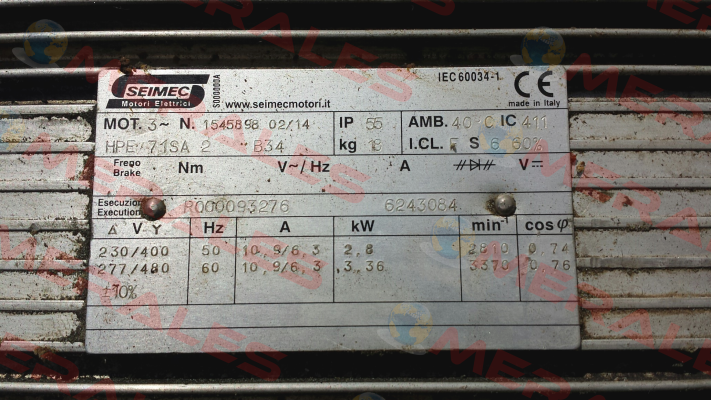 HPE 71 SA 2 230.400-50 B34  Seimec (Rossi)