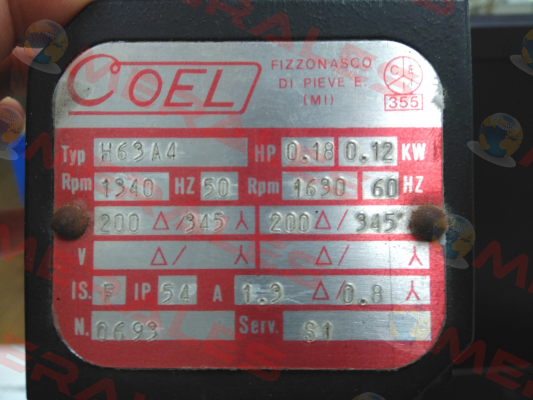 H63A4　HP0.18　0.12KW Coel