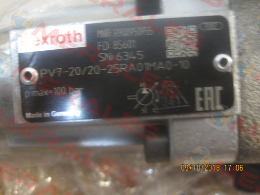 P/N: R900950953 Type: PV7-20/20-20RA01MA0-10 Rexroth