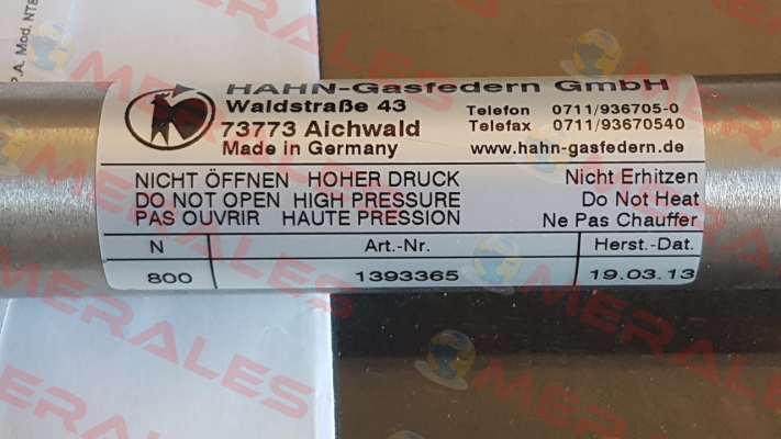 Z 10 28 0250 0 0675 PF30 PF30 00800N /1/4/5/V4 Hahn Gasfedern