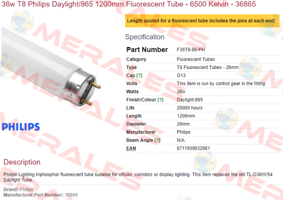 TL-D 36W/54-765 1SL/25 Philips
