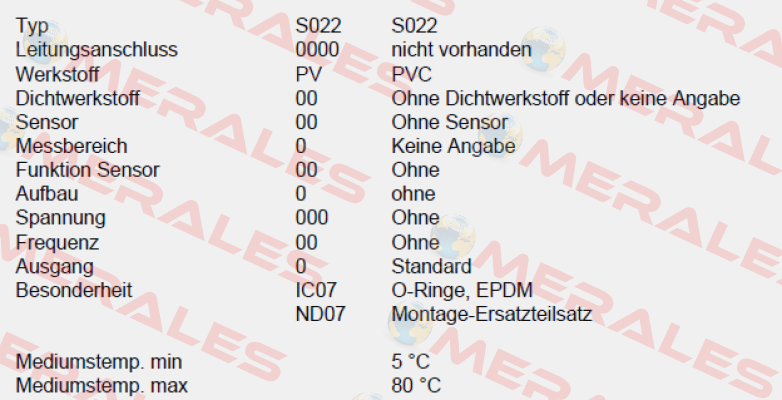 P/N: 00560854, Type: S022-0000-PV00-00-0-00-0-000/00-0 * IC07+ND07 Burkert