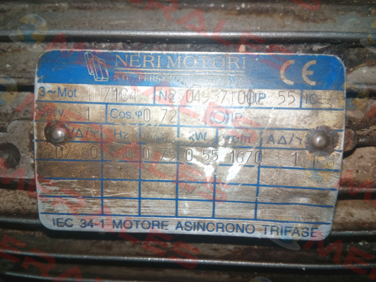 IN71C4 obsolete, replaced by T 71C 4 220/380 60 IP55 CLF Neri Motori