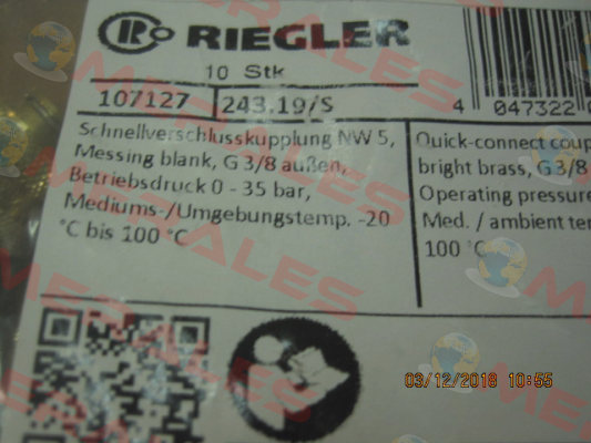 P/N: 107127 Type: 243.19/S Riegler