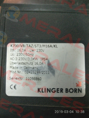 K700/VB/TAZ/ST3/KA3/M16,0A/KL Klinger Born