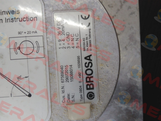 Type: 0804 0  S/N: 15088014 OEM Brosa