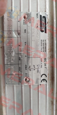 Cod. RC00019814 Type: HPE 80LA 2 230.400 B34 -F0-DX Seimec (Rossi)