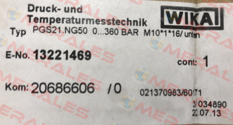 PGS21.NG50  --- OEM / alternative ZT0855.00 Wika