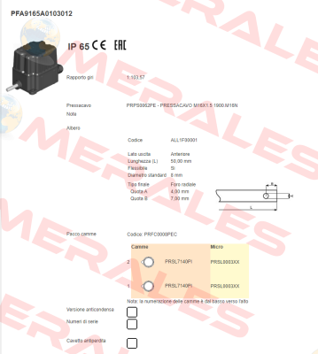 PFA9165A0103012 Ter Tecno Elettrica Ravasi
